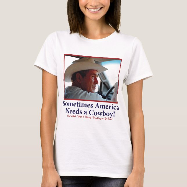 BUSH-HAT.-white-Cowboy-eps T-Shirt (Front)