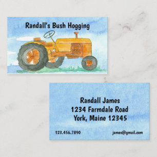 Bush Hogging Orange Tractor Farm Equipment Business Card