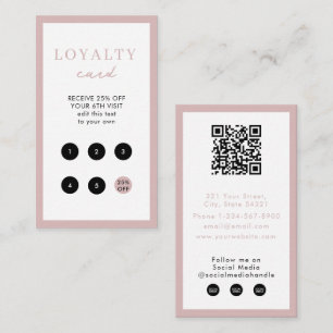 Bush Pink Business Simple QR Code Loyalty Card