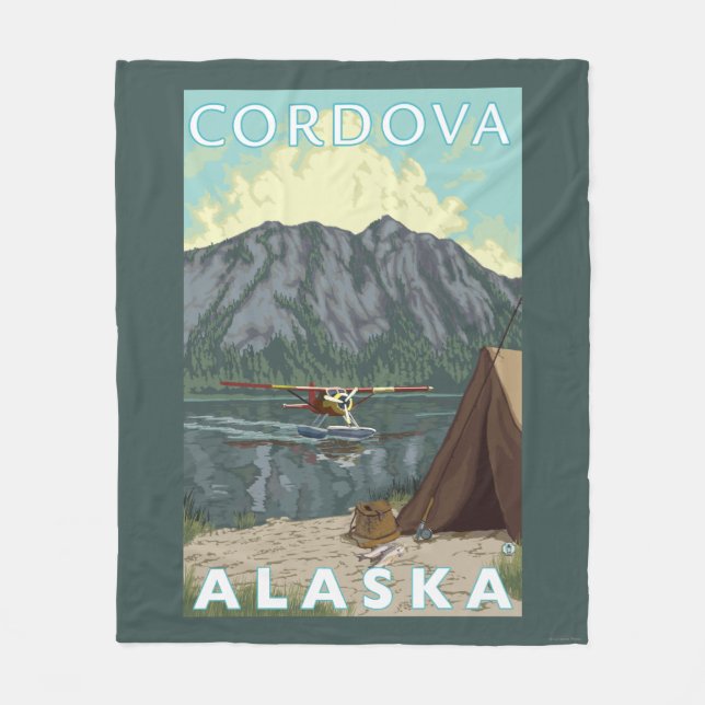 Bush Plane & Fishing - Cordova, Alaska Fleece Blanket (Front)