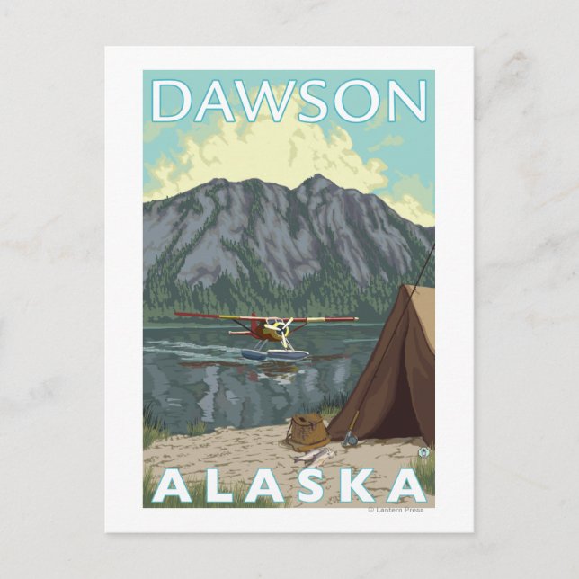 Bush Plane & Fishing - Dawson, Alaska Postcard (Front)