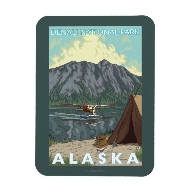 Bush Plane & Fishing - Denali Nat'l Park, Magnet (Vertical)