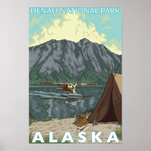 Bush Plane & Fishing - Denali Nat'l Park, Poster