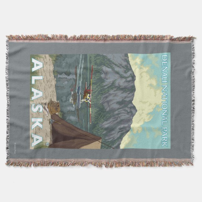 Bush Plane & Fishing - Denali Nat'l Park, Throw Blanket (Front)