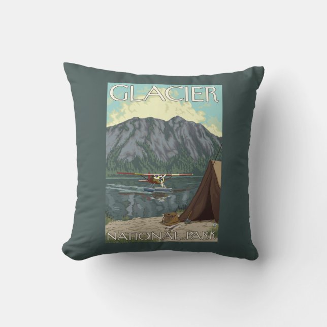Bush Plane & Fishing - Glacier National Park, MT Cushion (Front)