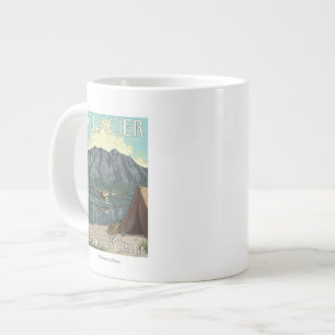 Bush Plane & Fishing - Glacier National Park, MT Large Coffee Mug
