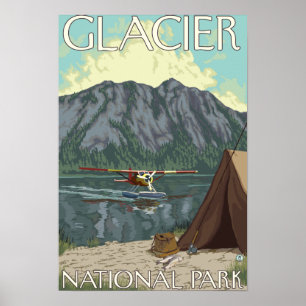 Bush Plane & Fishing - Glacier National Park, MT Poster