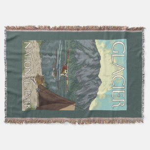 Bush Plane & Fishing - Glacier National Park, MT Throw Blanket