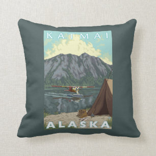 Bush Plane & Fishing - Katmai, Alaska Cushion