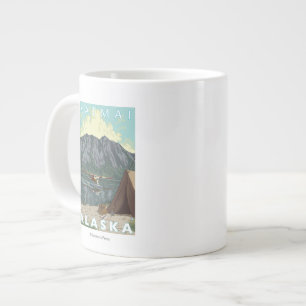 Bush Plane & Fishing - Katmai, Alaska Large Coffee Mug