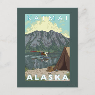 Bush Plane & Fishing - Katmai, Alaska Postcard