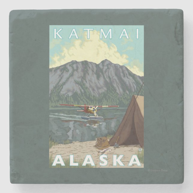 Bush Plane & Fishing - Katmai, Alaska Stone Coaster (Front)