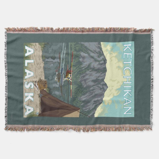 Bush Plane & Fishing - Ketchikan, Alaska Throw Blanket (Front)