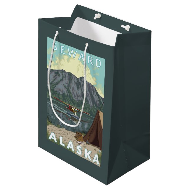 Bush Plane & Fishing - Seward, Alaska Medium Gift Bag (Front Angled)
