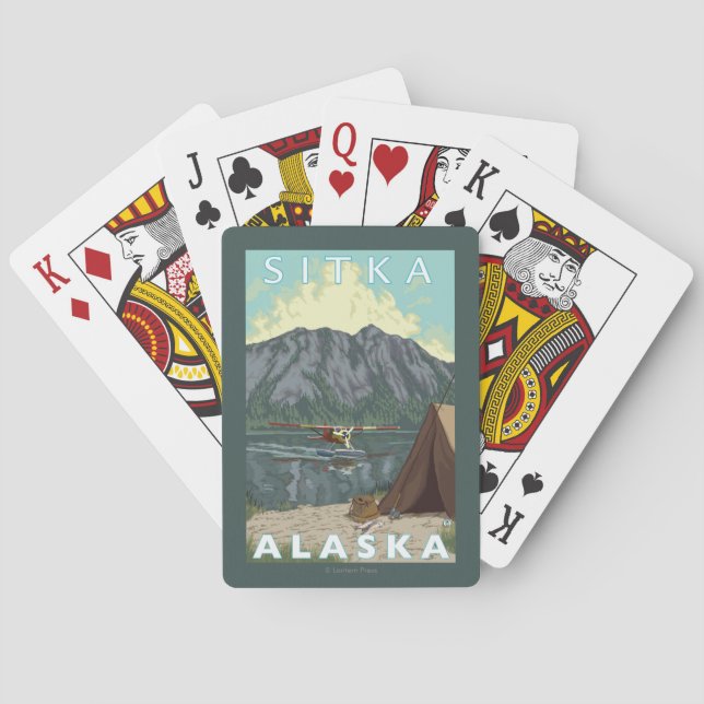 Bush Plane & Fishing - Sitka, Alaska Playing Cards (Back)