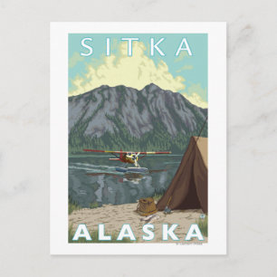 Bush Plane & Fishing - Sitka, Alaska Postcard