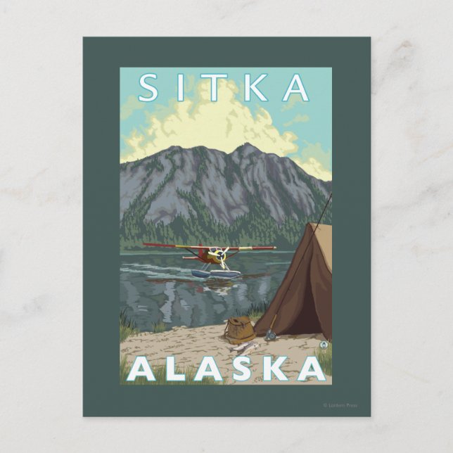 Bush Plane & Fishing - Sitka, Alaska Postcard (Front)