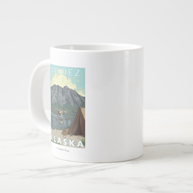 Bush Plane & Fishing - Valdez, Alaska Large Coffee Mug (Front Left)