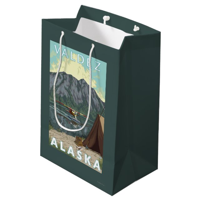 Bush Plane & Fishing - Valdez, Alaska Medium Gift Bag (Back Angled)