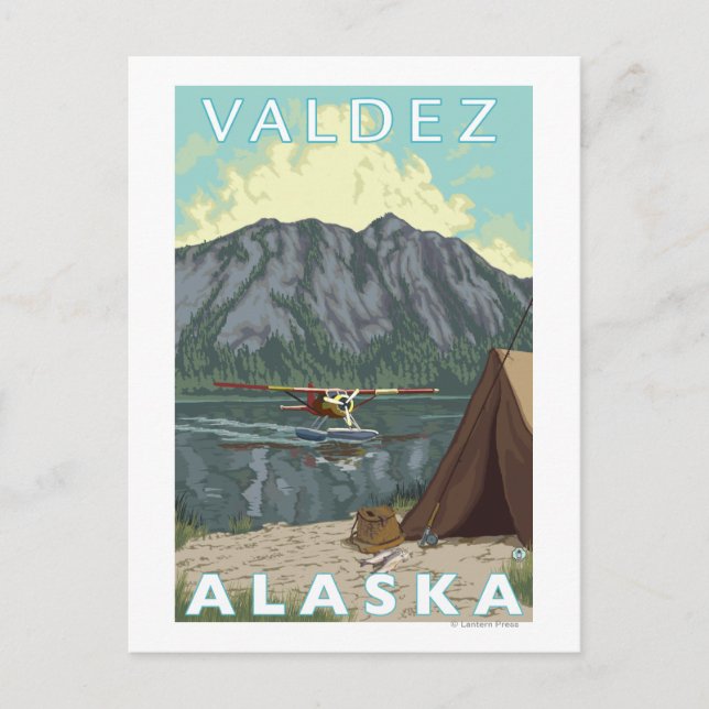 Bush Plane & Fishing - Valdez, Alaska Postcard (Front)