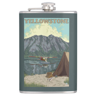 Bush Plane & Fishing - Yellowstone National Hip Flask