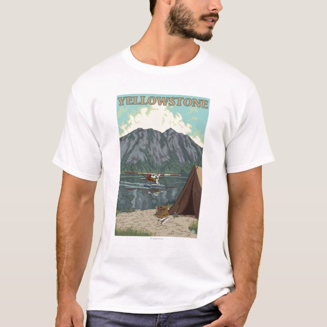 Bush Plane & Fishing - Yellowstone National T-Shirt (Front)