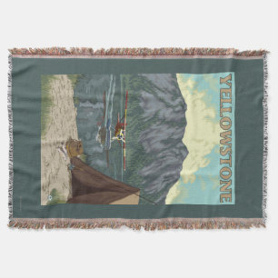 Bush Plane & Fishing - Yellowstone National Throw Blanket