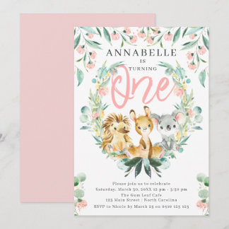 Bush Safari 1st Girl Birthday Invitation