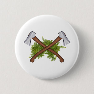 bushcraft crossing axes 6 cm round badge
