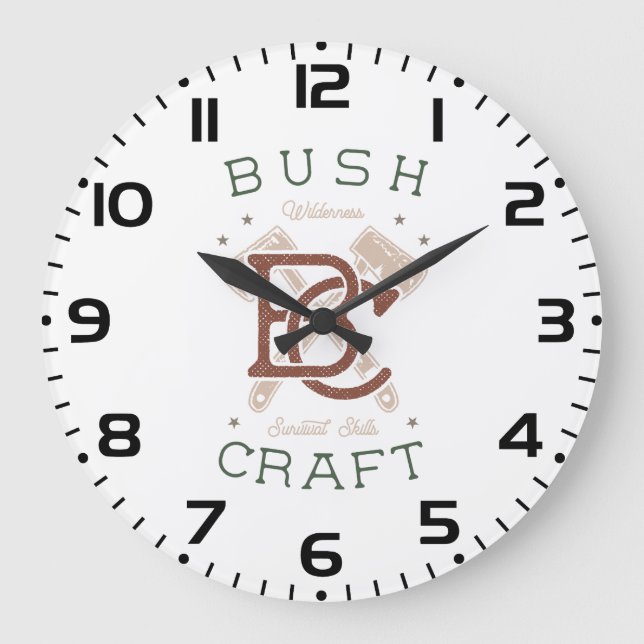Bushcraft Survival Skills Wilderness Camping Large Clock (Front)