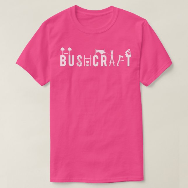 Bushcraft Wordart Hammock and Primitive Skills Cla T-Shirt (Design Front)