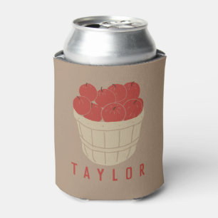 Bushel Basket of Apples Illustration Personalized Can Cooler