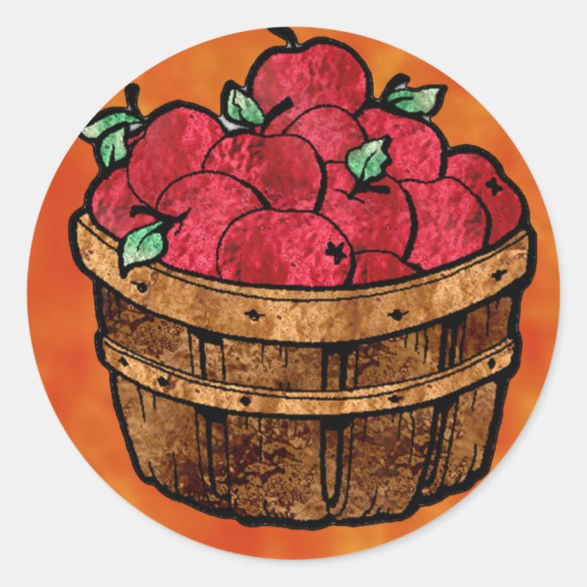 Bushel of Apples Notecards Classic Round Sticker (Front)