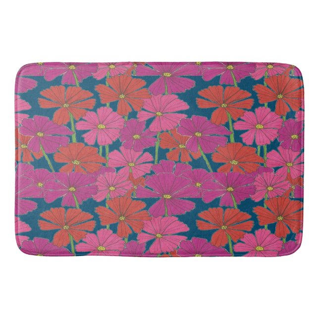 Bushel of Bright Cosmos  Bath Mat (Front)