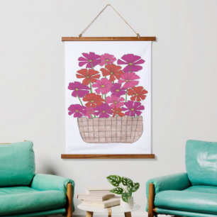 Bushel of Bright Cosmos Hanging Tapestry