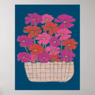 Bushel of Bright Cosmos  Poster