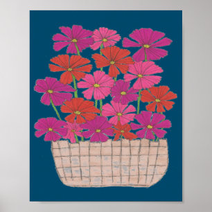 Bushel of Bright Cosmos Poster