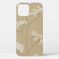 Bushes of small white flowers in beige color palet