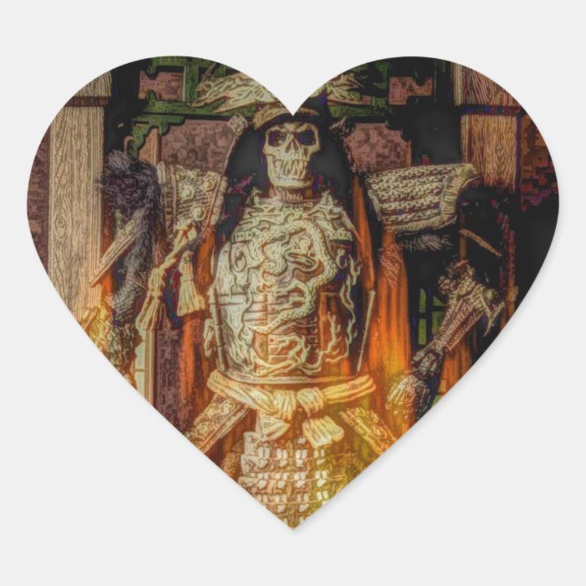 bushido Japanese samurai armour samurai skull Heart Sticker (Front)