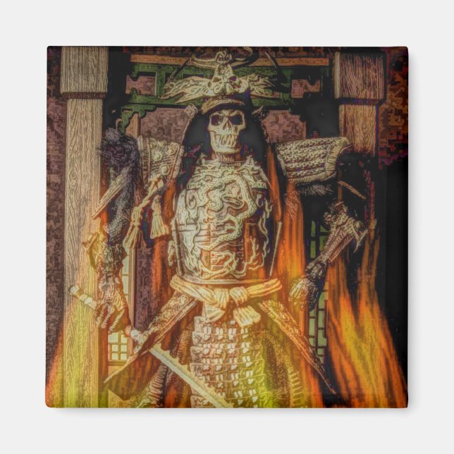 bushido Japanese samurai armour samurai skull Magnet (Front)