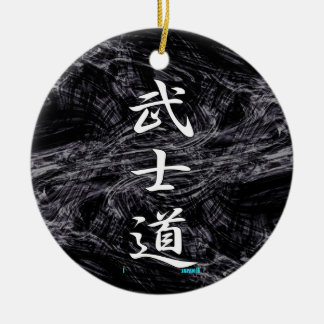 BUSHIDO KANJI white Ceramic Tree Decoration