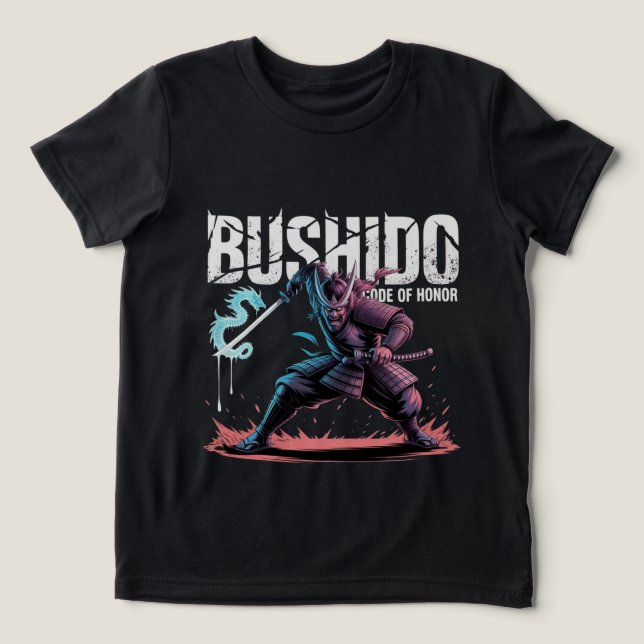 Bushido Samurai Warrior Anime Vector Logo Tri-Blend Shirt (Design Front)