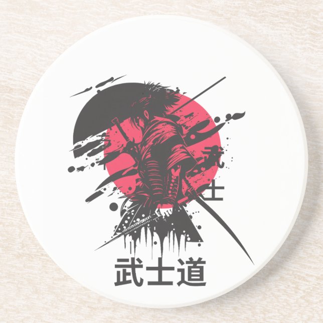 Bushido Spirit: Samurai Warrior Esthetic  Coaster (Front)
