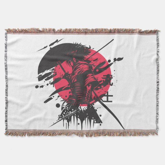Bushido Spirit: Samurai Warrior Esthetic  Throw Blanket (Front)