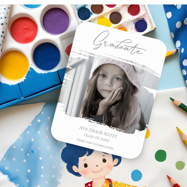 Bushstroke Cute Calligraphy Graduation Pre K Photo Magnet (Brushstroke Cute Calligraphy Graduation Pre K Photo Magnet.)