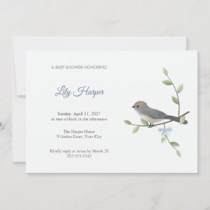 Bushtit Little Bird Baby Shower Invitation
