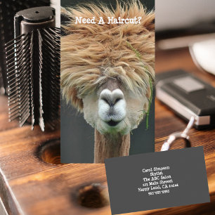 Bushy Messy Hair Brown Llama Business Card