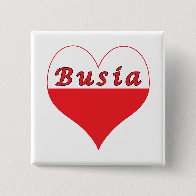 Busia Polish Heart 15 Cm Square Badge (Front)