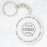 Busines Logo | Minimal Simple White Professional Key Ring<br><div class="desc">A simple custom white business template in a modern minimalist style which can be easily updated with your company logo and text. If you need any help personalising this product,  please contact me using the message button and I'll be happy to help.</div>