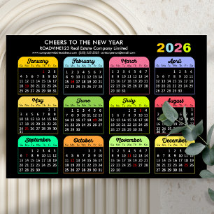 Business 2024 Calendar Modern Black Gold Colourful Holiday Card